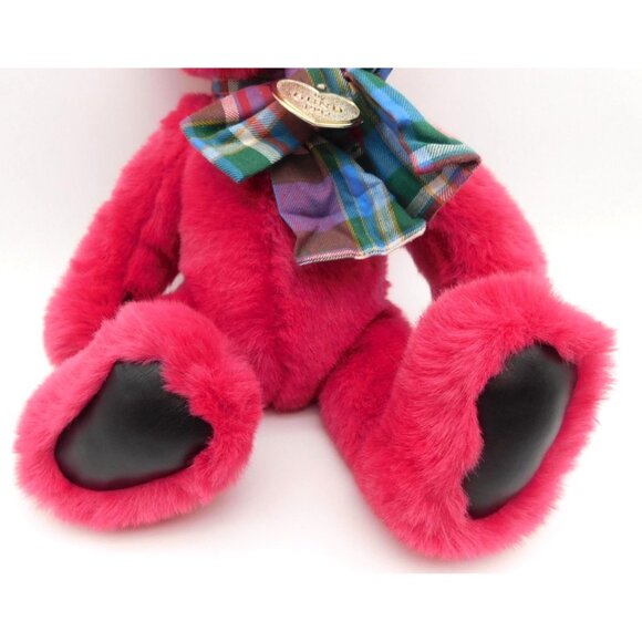 Vintage Gund Victoria's Secret Teddy Bear Plaid Flannel Bow Gold Heart Tag 1992 - Picture 5 of 8